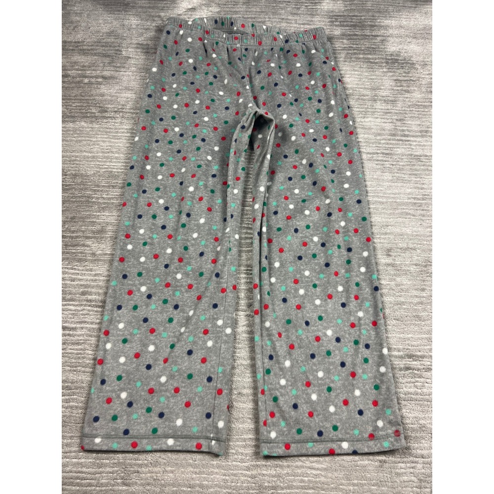 Sleep Chic Pajama Pants Womens XL Gray Polka Dot Fleece Lounge Sleep Bottoms